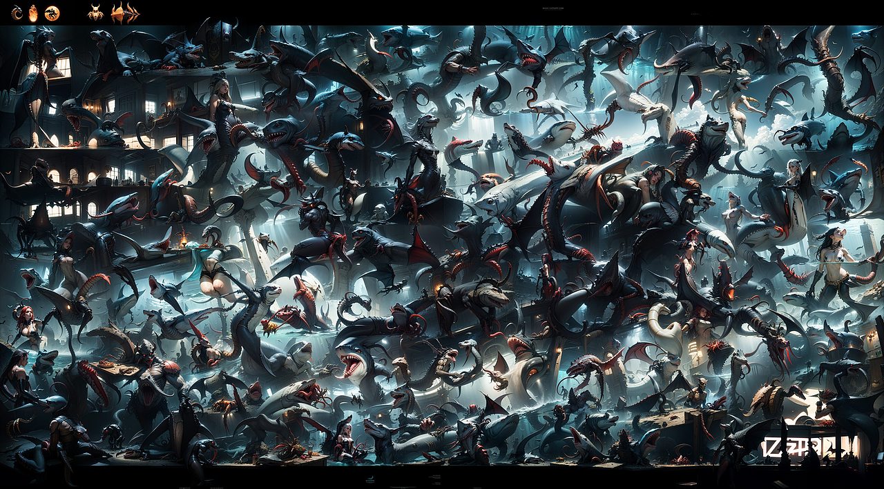 AI 鲨鱼怪（图ZMzQzNjcwNjI0） - 商业插画 - 站酷设计师焚鹤人原创素材 - 站酷ZCOOL