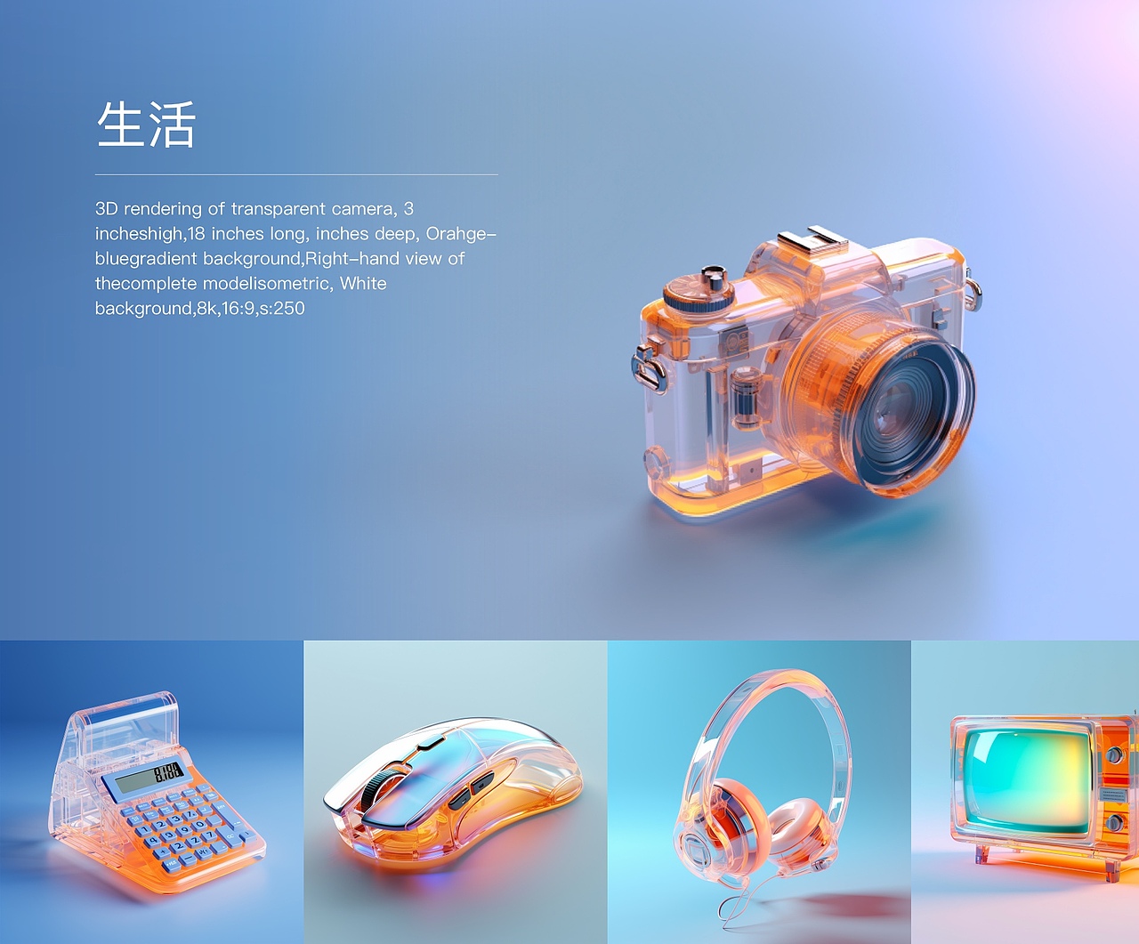 Midjourney生成3D图标关键词分享及展示