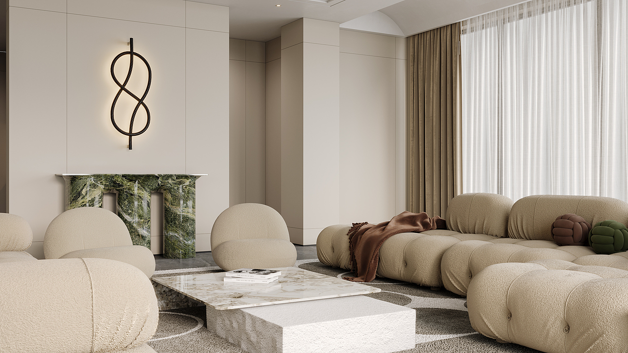 家装大平层奶油风