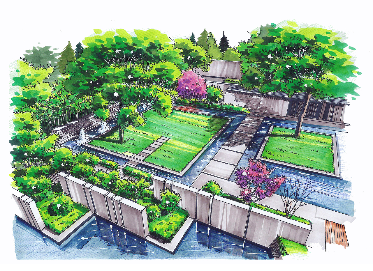 近期的马克笔表现——景观配景（图ZMzU0NDk5NTA0） - 景观设计 - 站酷设计师攻克先生代光钢原创素材 - 站酷ZCOOL