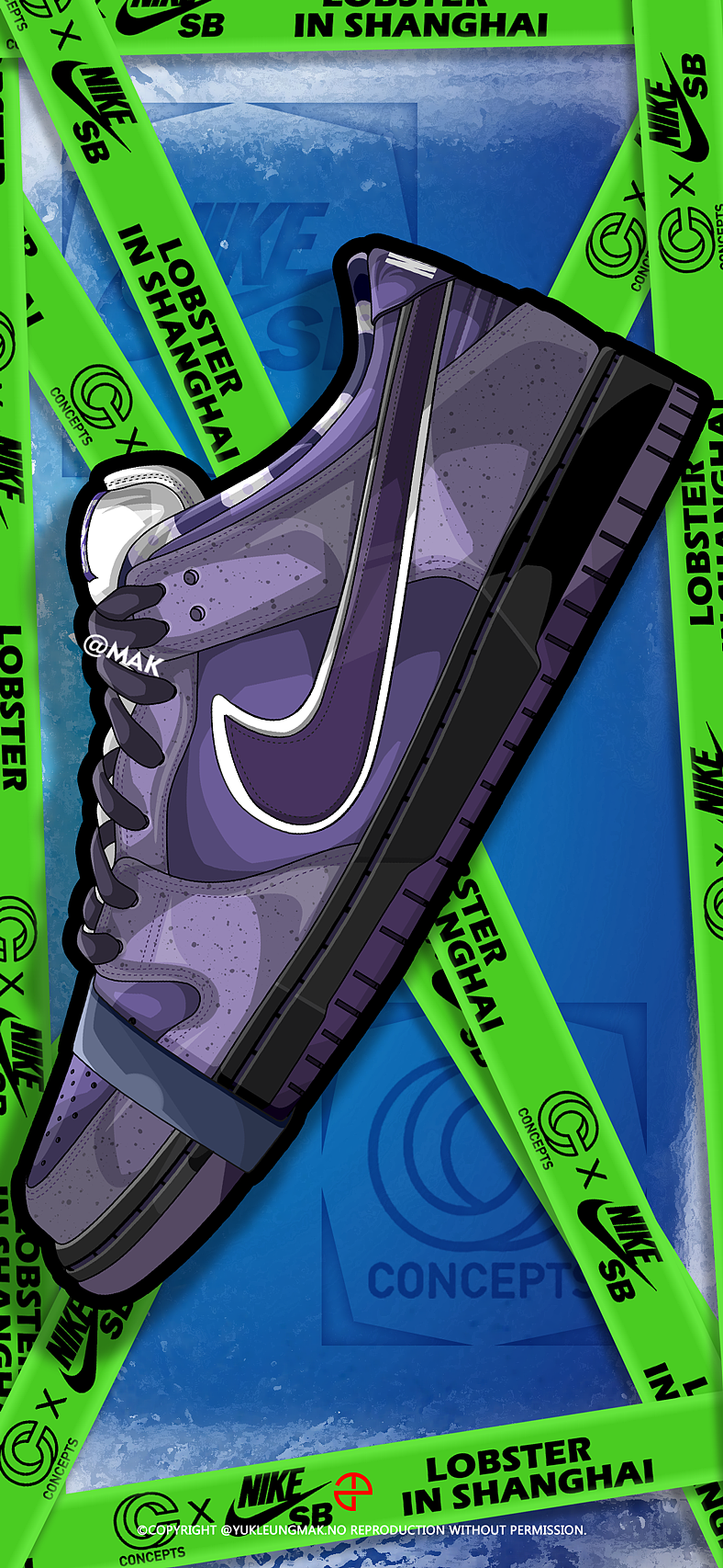 Concepts X Dunk SB 紫龙虾球鞋插画