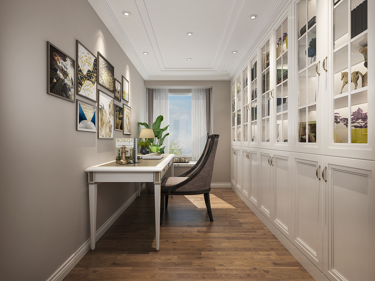 简美书房玄关效果图