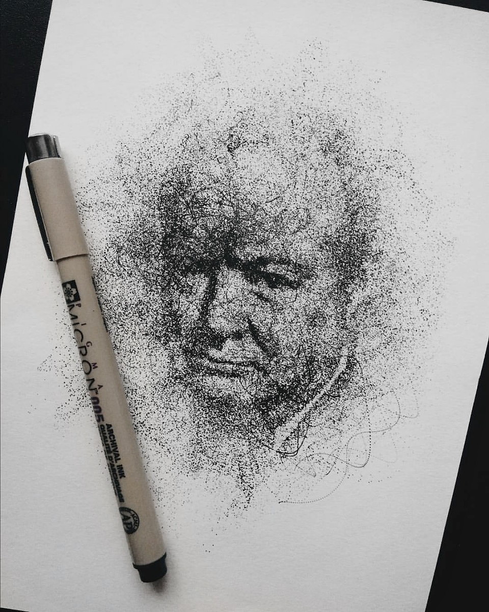 点阵象派针管笔画像艺术