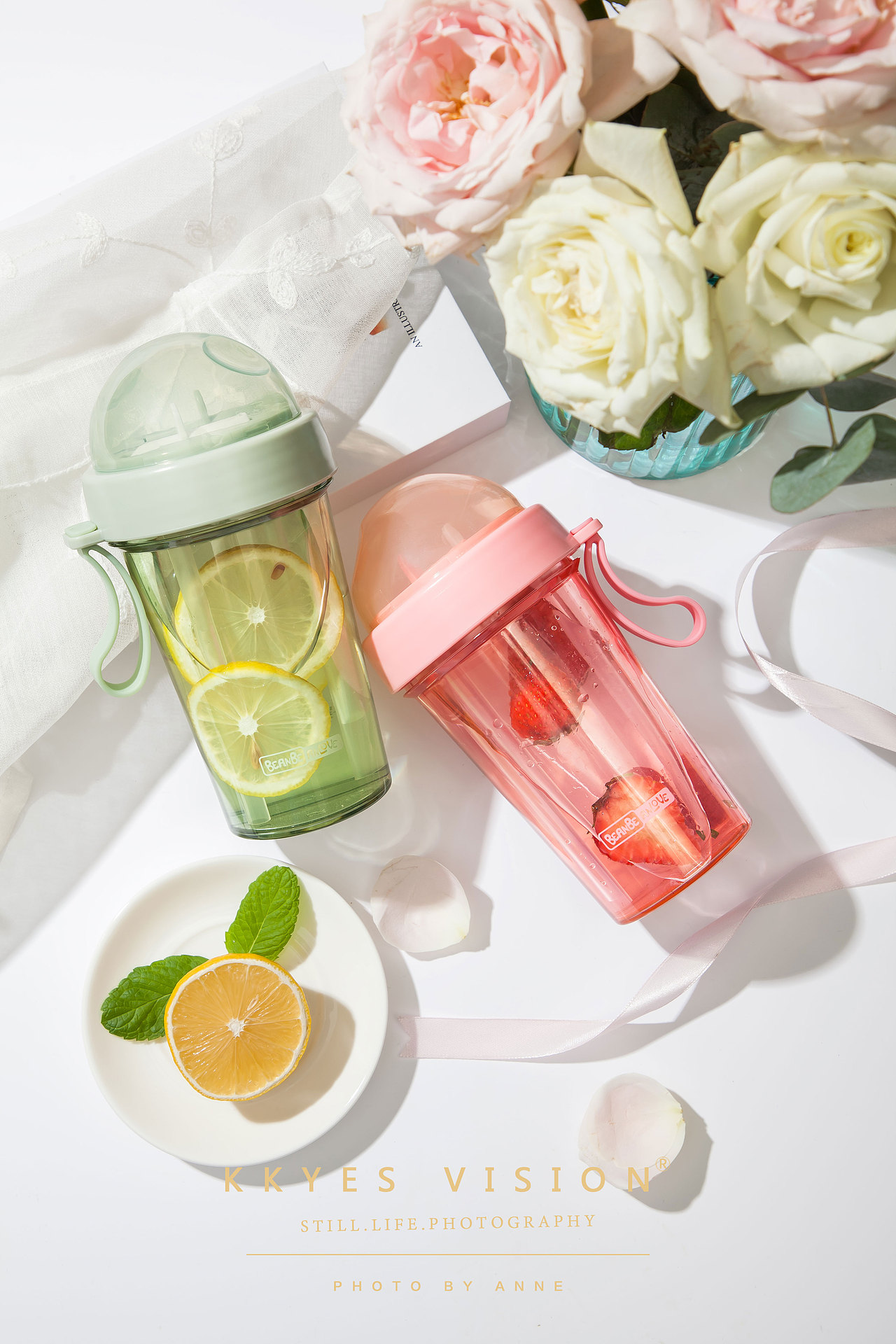 少女心双饮塑料水杯 抖音网红款 