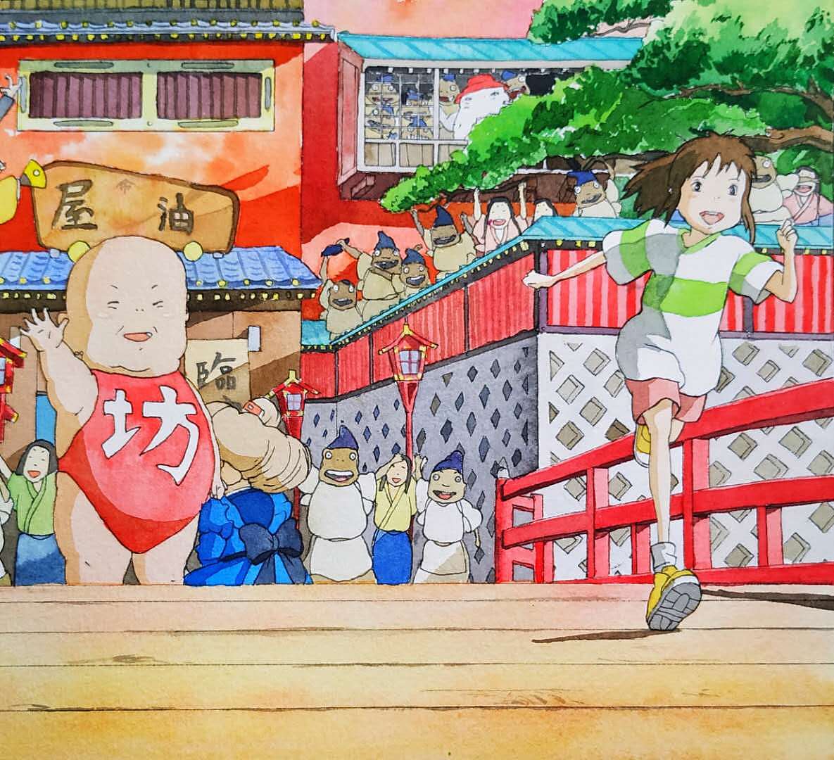 钢笔淡彩临摹宫崎骏作品