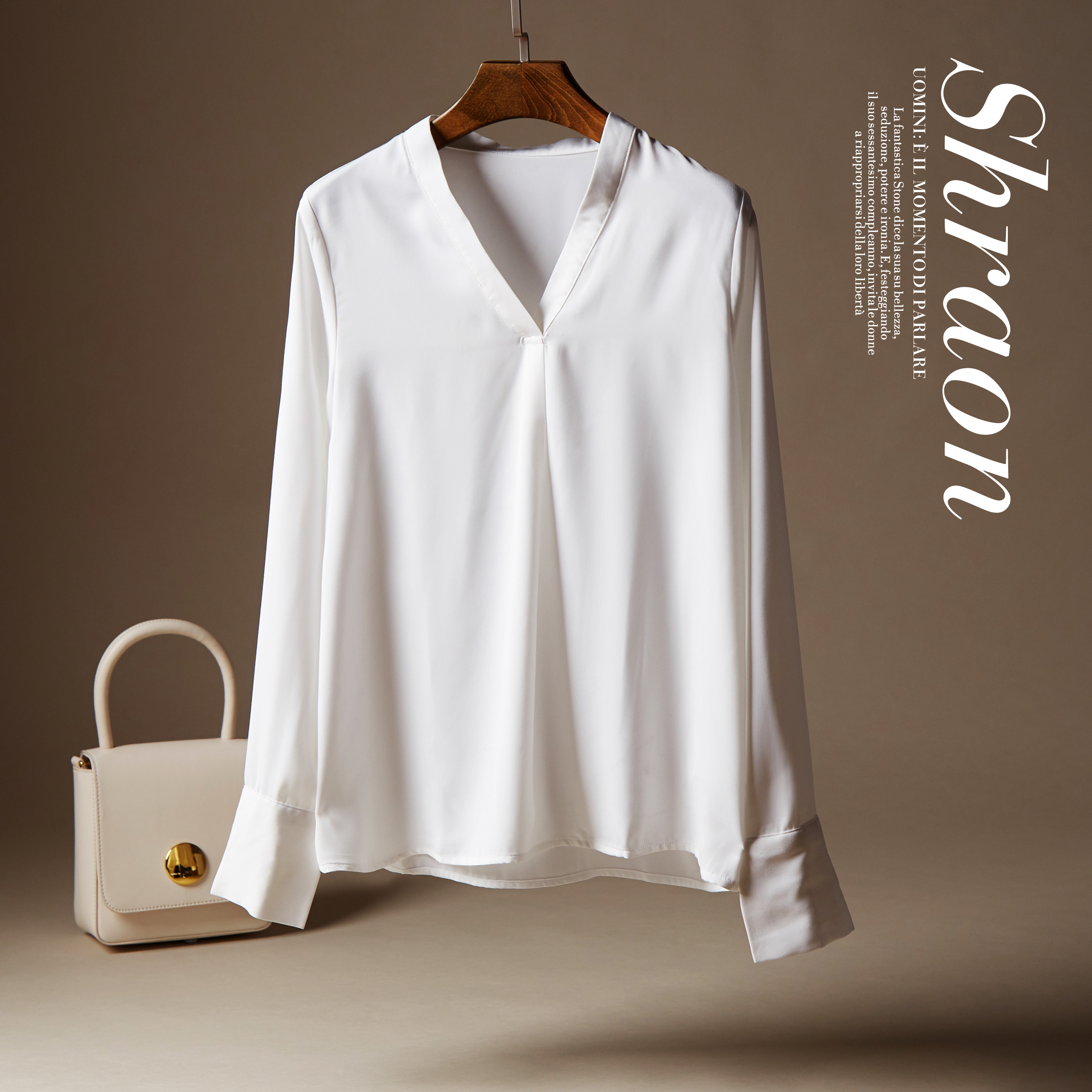 【一件代发】2021新款白衬衫女雪纺职业女装长袖衬衣棉质斜纹V领-阿里巴巴