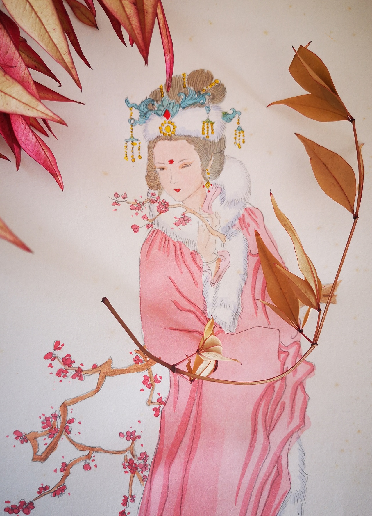 古代仕女图线描临摹后上色