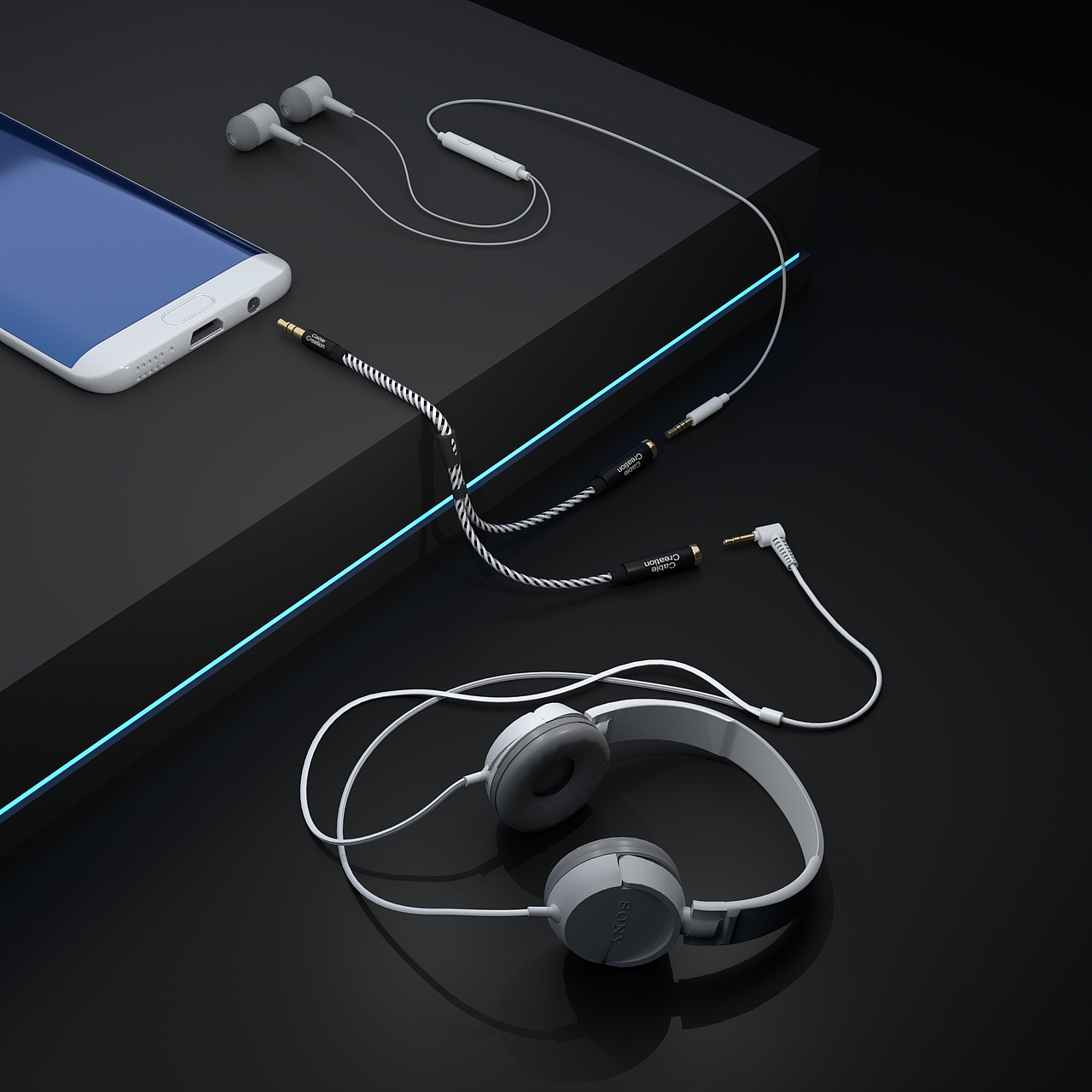 音频连接线_产品渲染