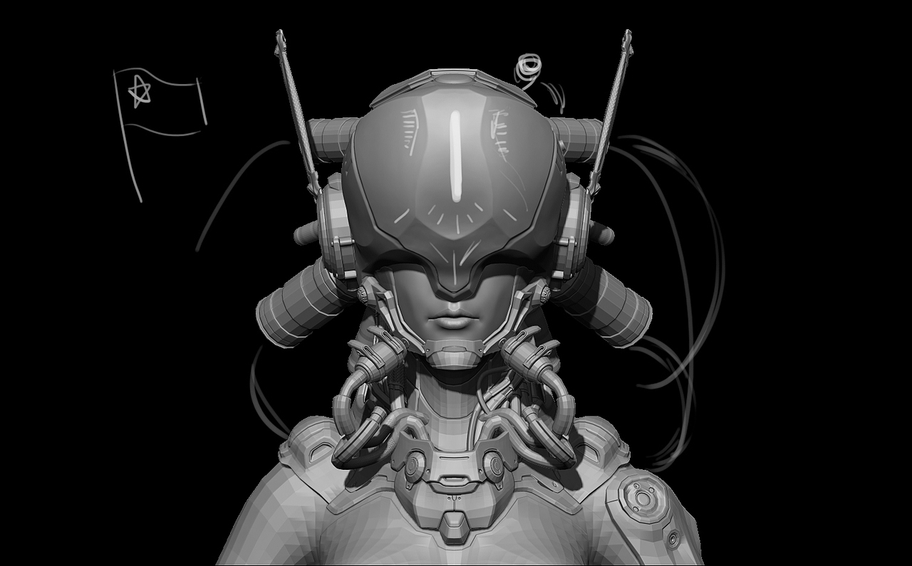 機(jī)械頭盔女（圖ZMTI2OTI0NDg0） - 人物/生物 - 站酷設(shè)計師銀狐御三維工作室原創(chuàng)素材 - 站酷ZCOOL