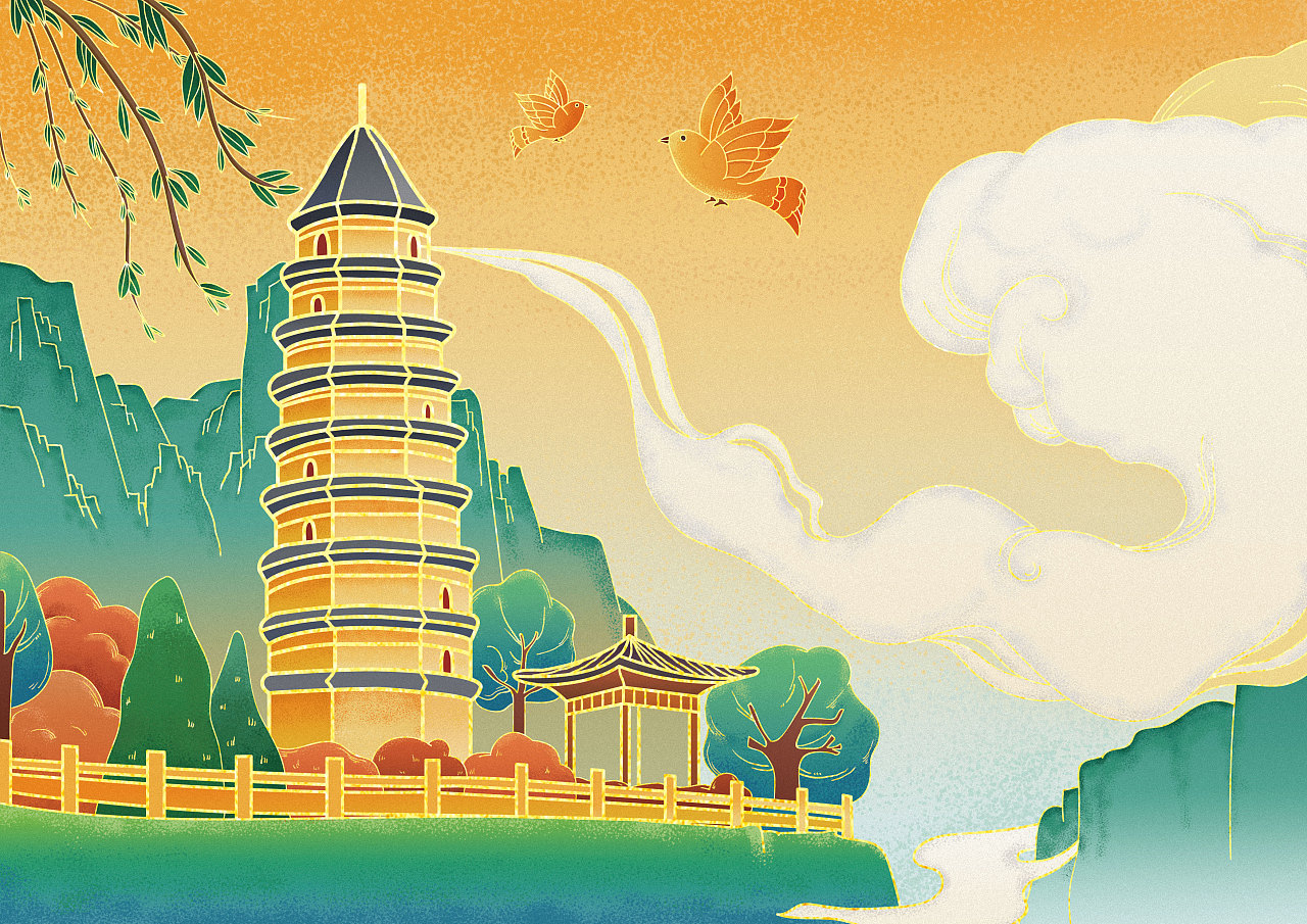 祖国风景--插画