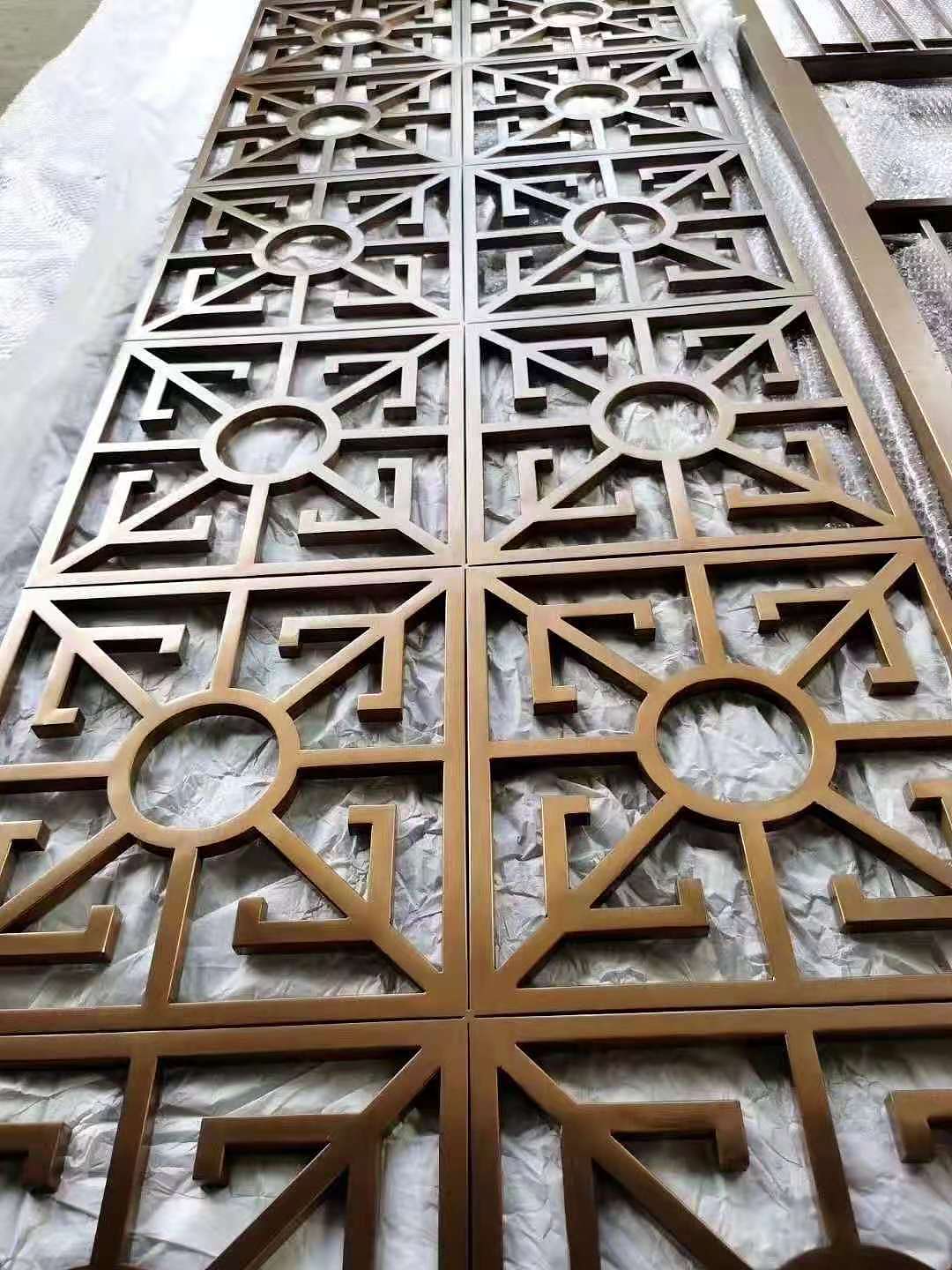 金属不锈钢山水屏风酒店金属装饰背景墙假山不锈钢屏风