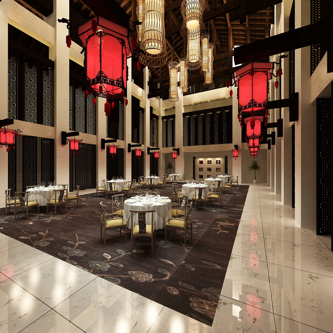 大型中式餐厅设计（图ZNDk5NDY1MzI=） - 家装设计 - 站酷设计师张璞原创素材 - 站酷ZCOOL