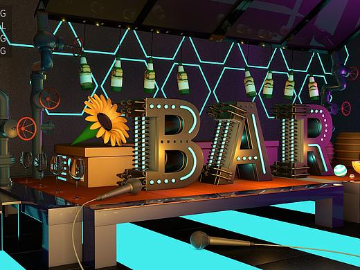 BAR酒吧场景海报