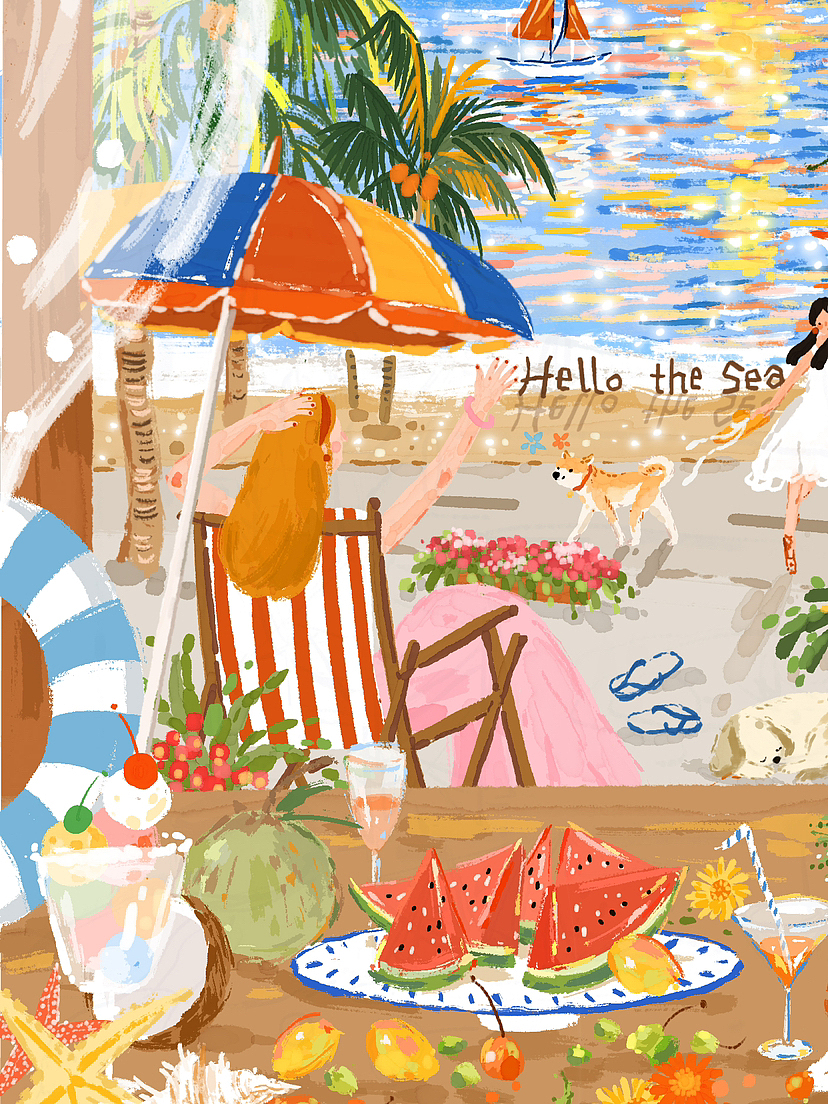 海边落日（图ZMzM4OTQwOTc2） - 商业插画 - 站酷设计师朱鼓励鼓励鼓励原创素材 - 站酷ZCOOL