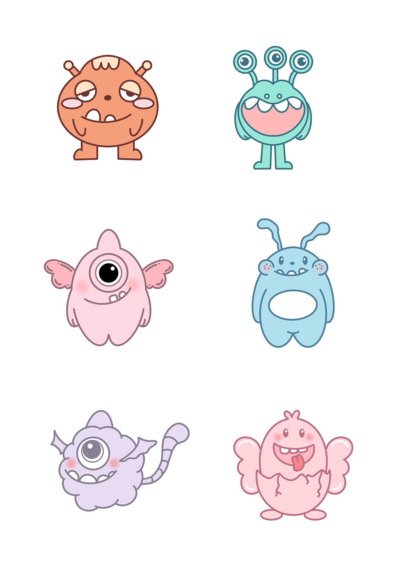 可爱小怪兽（图ZMzc2NTgxMzAw） - 创作习作 - 站酷设计师海贝007原创素材 - 站酷ZCOOL