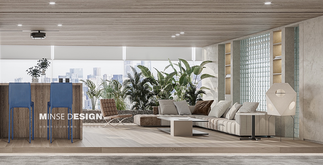 满足休闲区域的同时增加一处小吧台,供于紧张工作后的一处放松之地. / Meet the leisure area at the same time to increase a small bar, for a relaxing place after intense work.