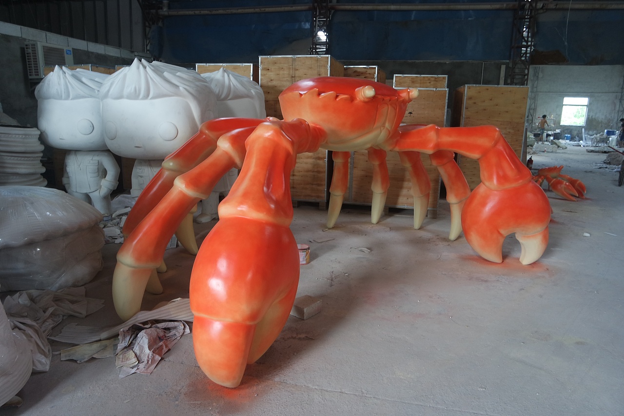 户外景观大型摆件玻璃钢螃蟹大闸蟹雕塑仿真生物定制