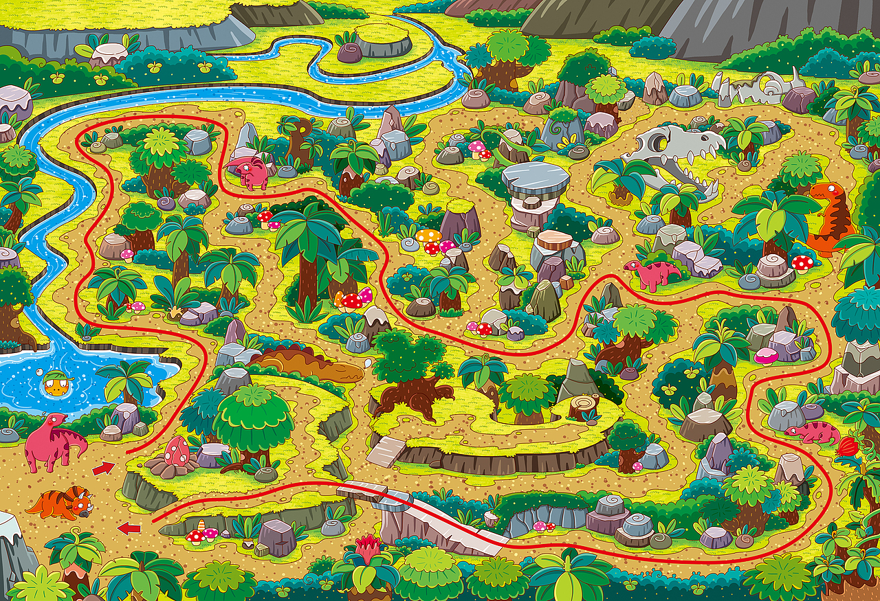 恐龙迷宫（图ZMTUxNzkwMTc2） - 儿童插画 - 站酷设计师依依灬原创素材 - 站酷ZCOOL