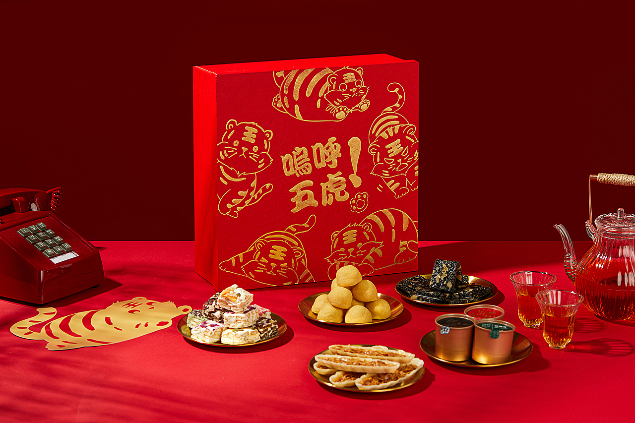 呜呼!五虎 2022虎年新年礼盒 伴手礼 插画包装  拍摄