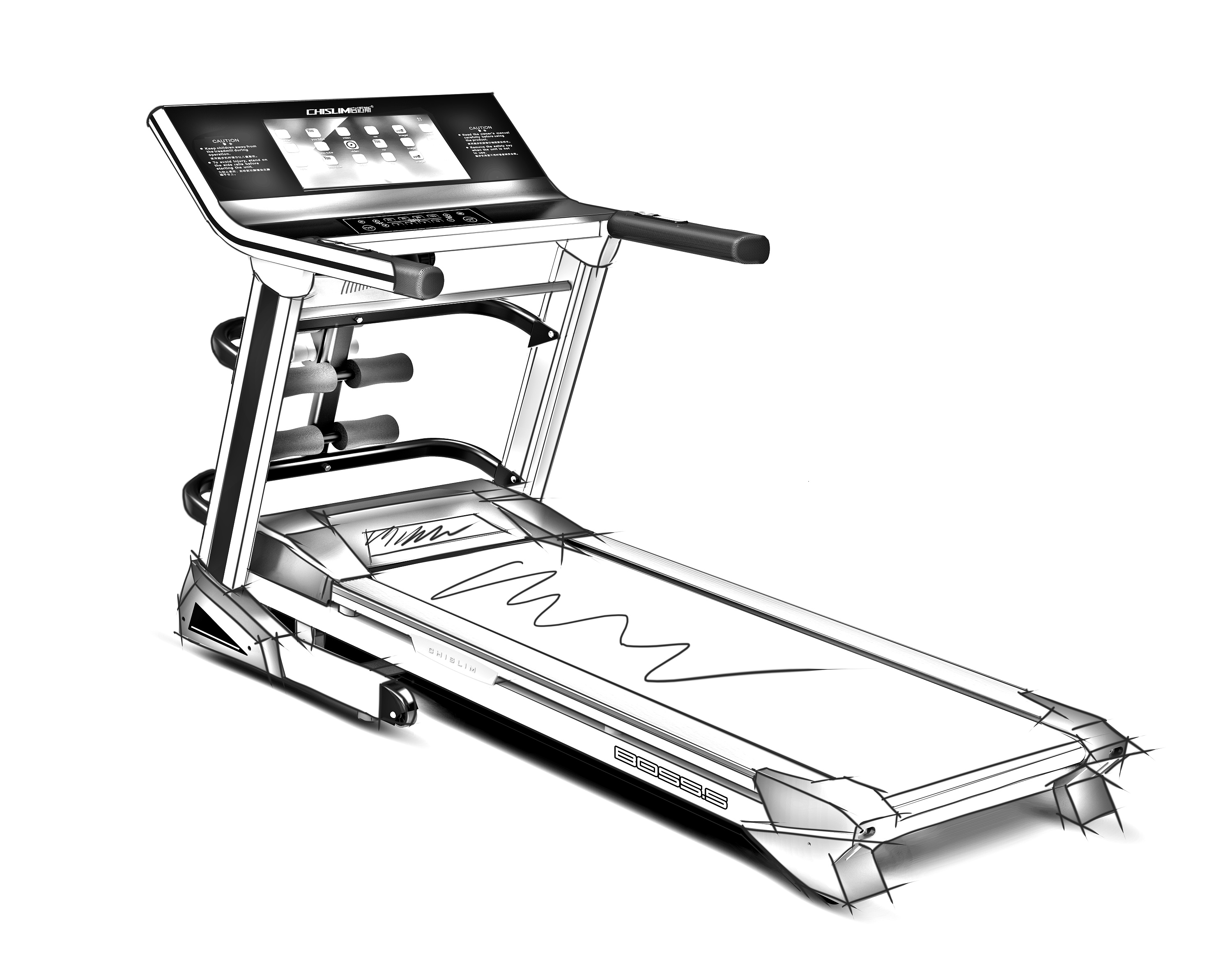 跑步机半手绘