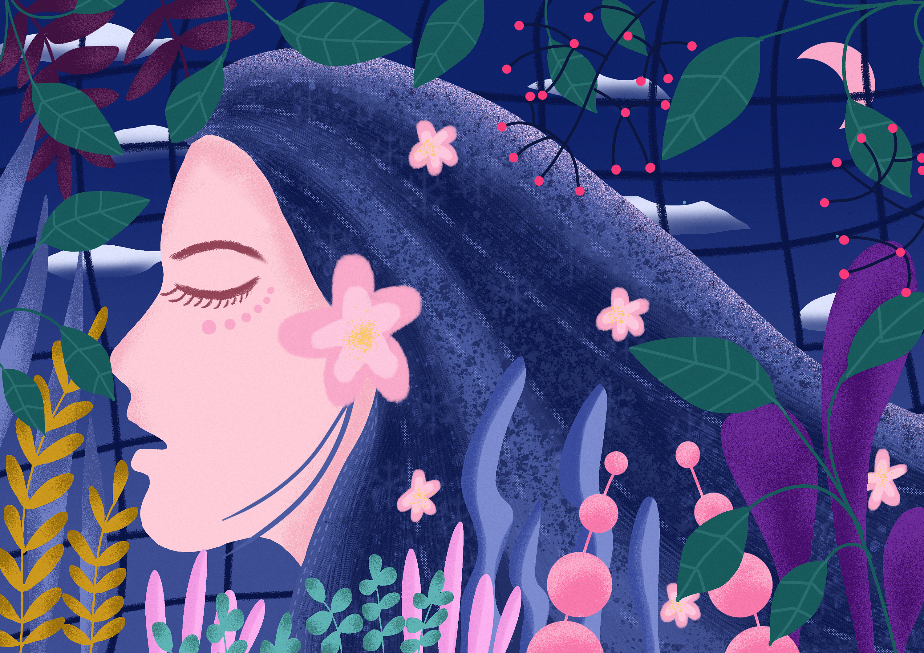 女人与花系列|插画|插画习作|sunshine爱画画呀 - 原创作品 - 站酷