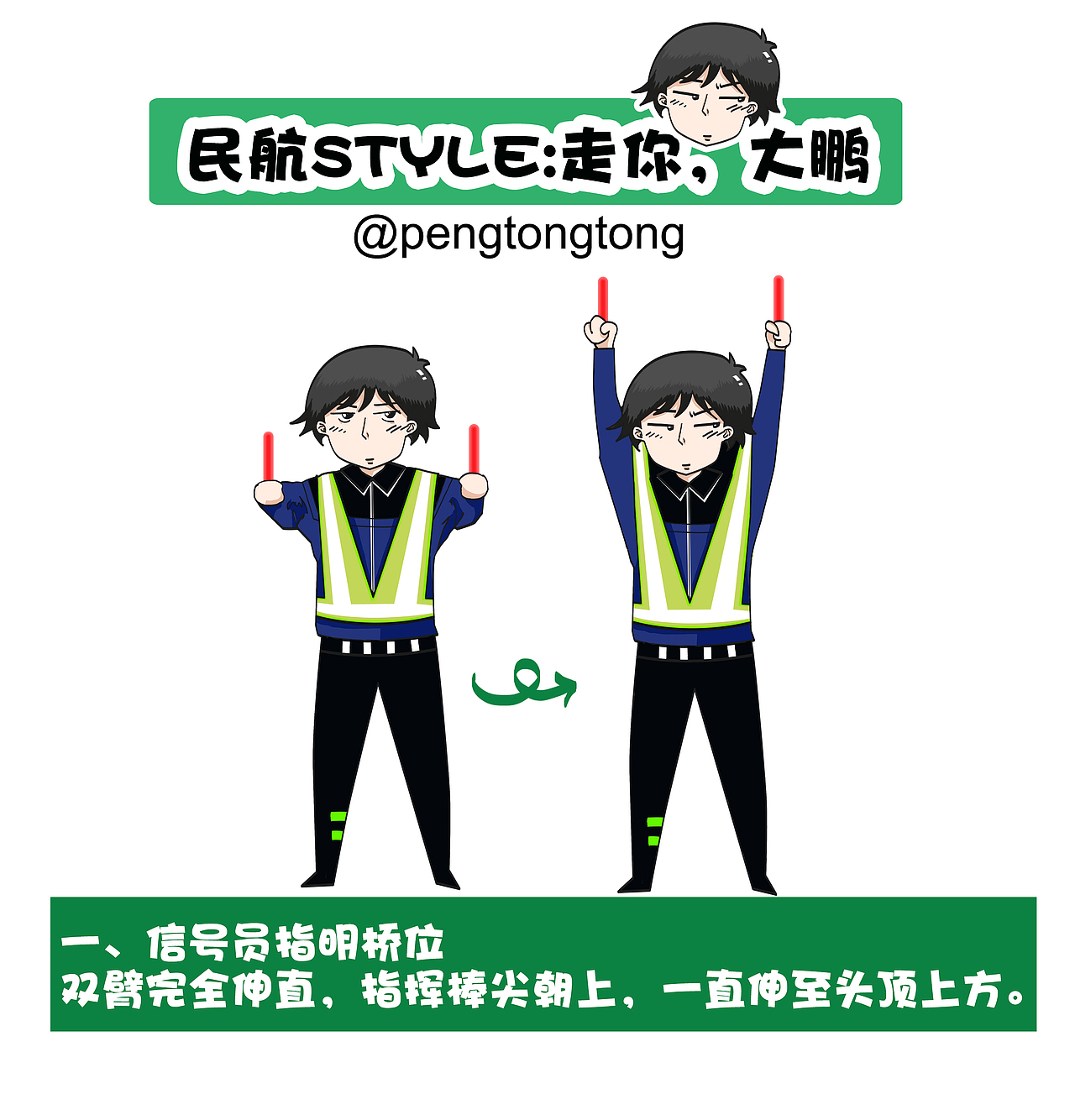 地面指挥员手势信号广场舞（图ZMjUyMzg3NDg=） - 商业插画 - 站酷设计师pengtongtong原创素材 - 站酷ZCOOL