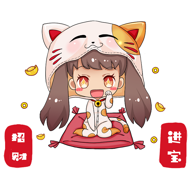 q版招财猫女孩