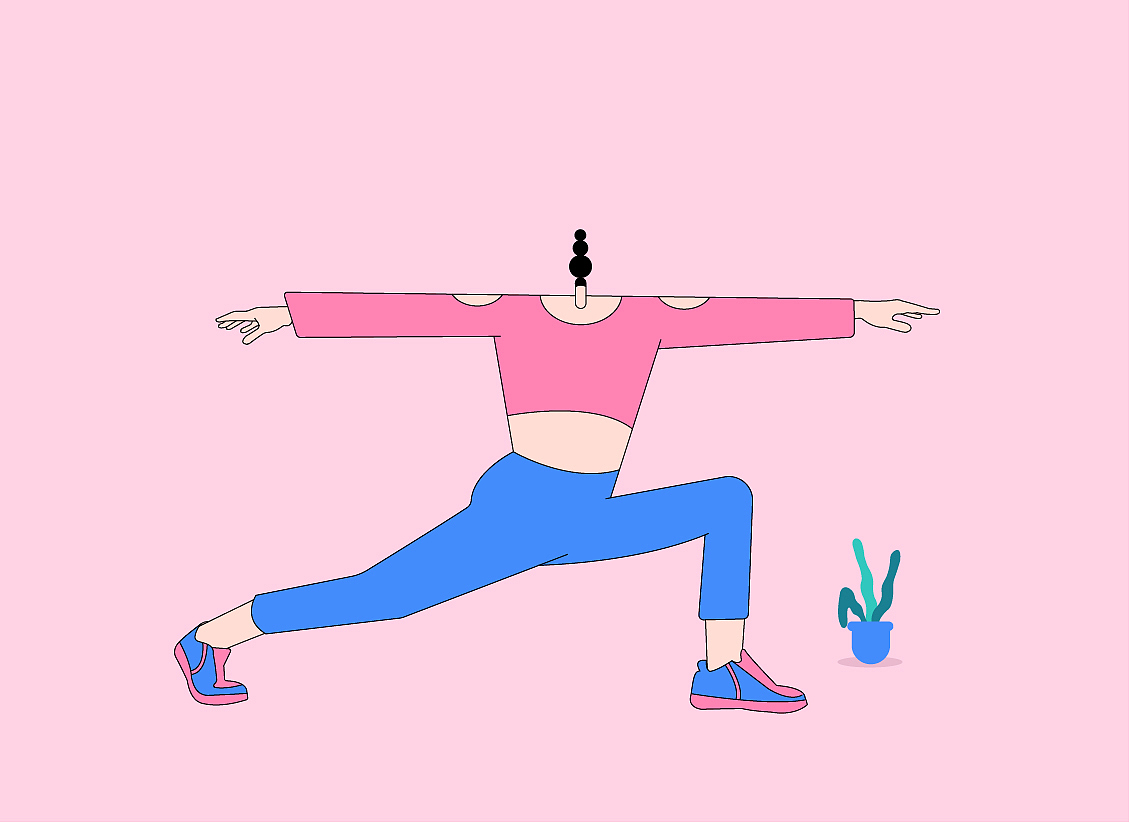 扁平风插画（Yoga girl）（图ZMjEwMzQxNzY0） - 商业插画 - 站酷设计师Stranger61原创素材 - 站酷ZCOOL