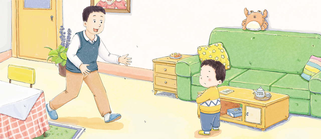 噢,是爸爸回来了!
“嗨,爸爸回来了!我的宝贝,你在哪儿?”爸爸一进门就找阿力。<br>阿力委屈地说:“爸爸,你讨厌!