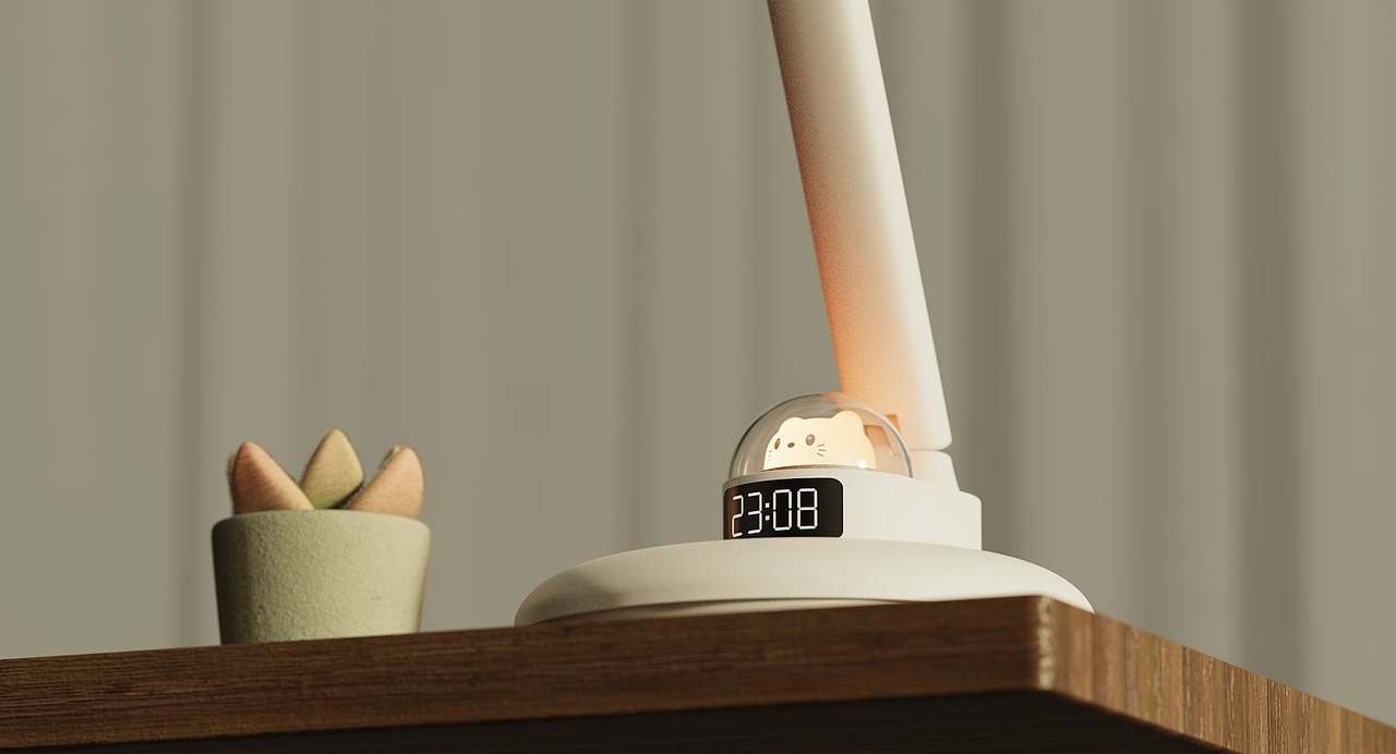 Desk lamp with kitty night light（图ZMjM3MzE5ODM2） - 生活用品 - 站酷设计师研物设计原创素材 - 站酷ZCOOL