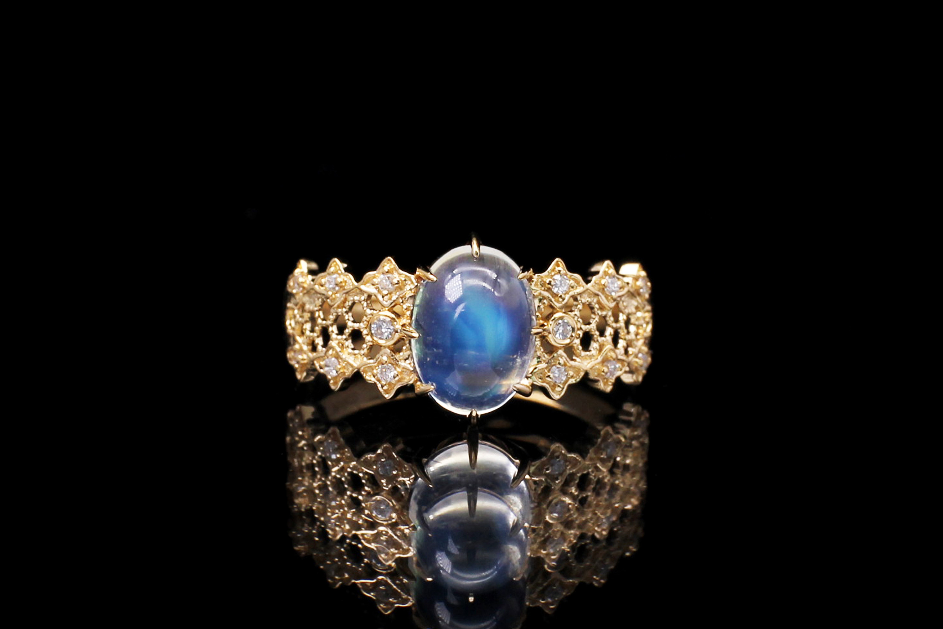 珠宝摄影 月光石 戒指 耳钉 原图微调亮度