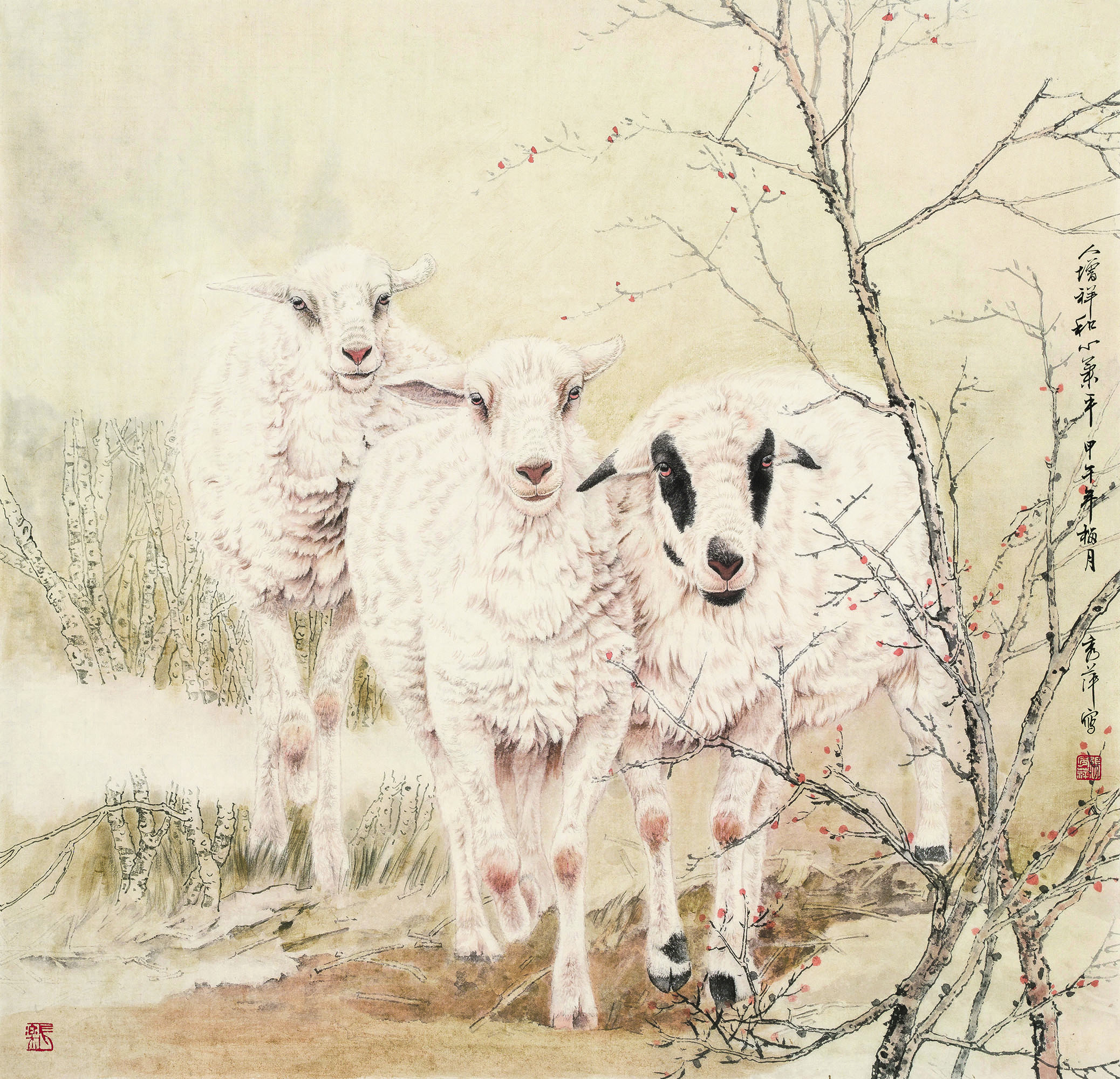 画羊名家 中国美术家协会会员张秀萍 工笔羊欣赏