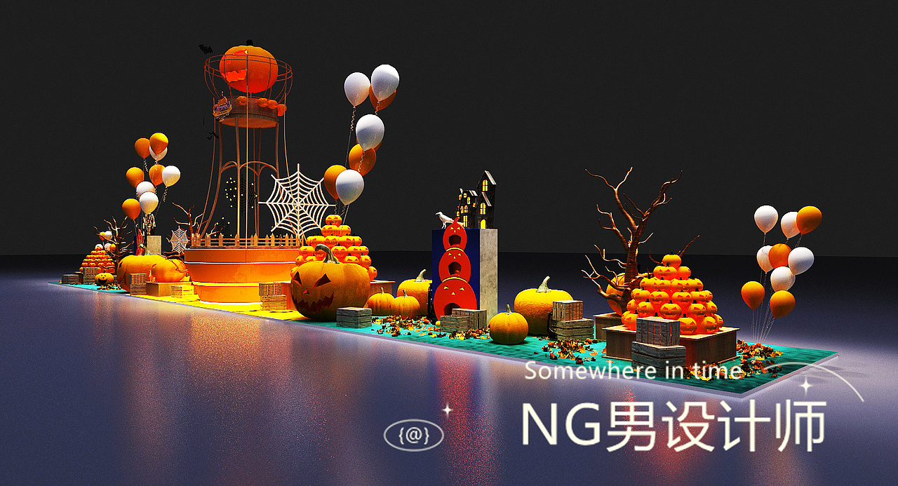 长隆万圣节南瓜主题美陈点位设计3D效果图（图ZMjc5NDIzMjMy） - 场景 - 站酷设计师3D设计师NG男原创素材 - 站酷ZCOOL