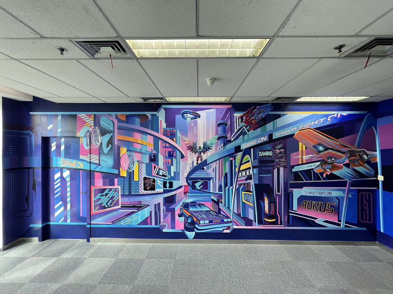 赛博朋克风插画-壁画