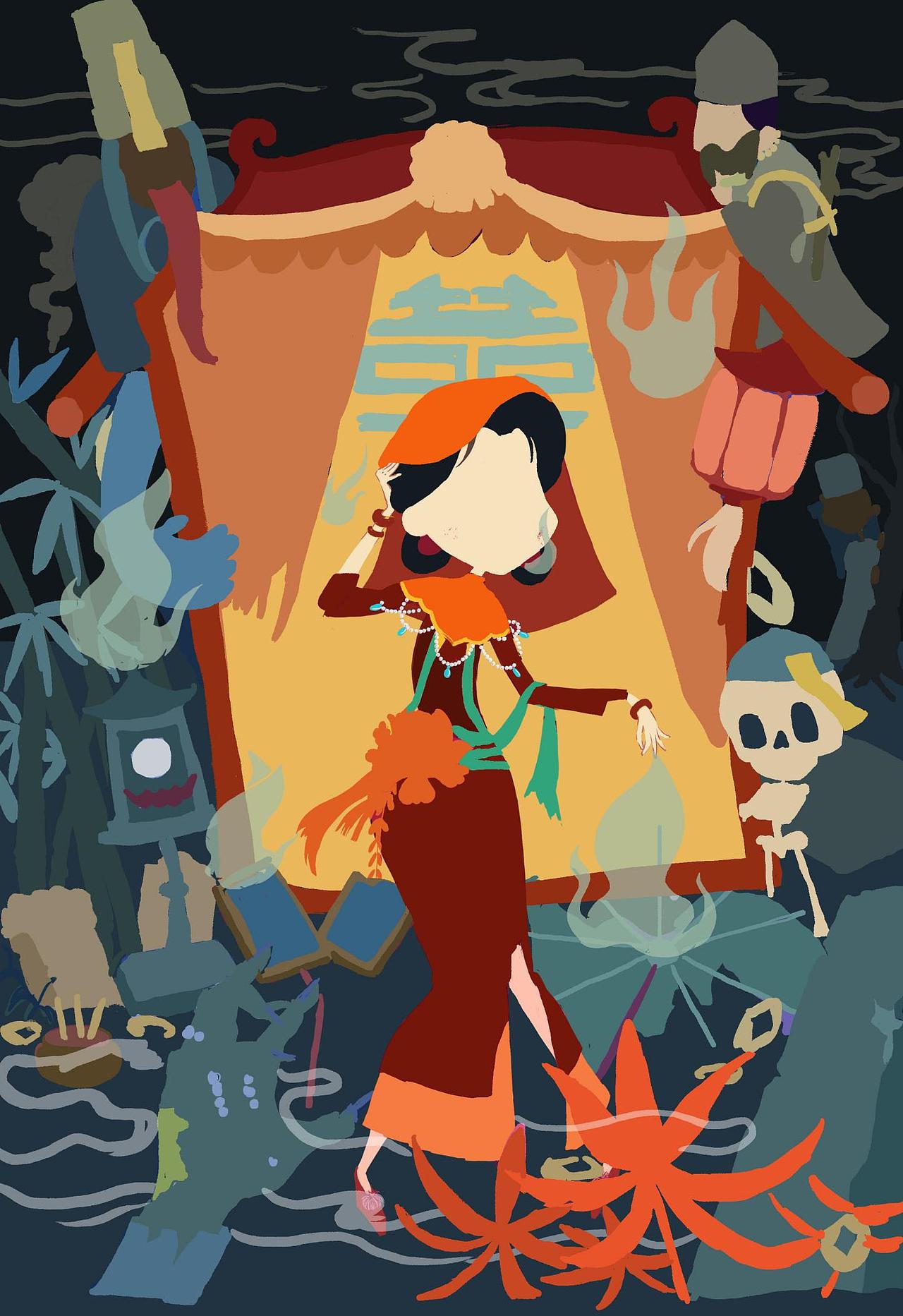 中式鬼新娘～（图ZMzc5MDA3MTA0） - 创作习作 - 站酷设计师左肩有只鬼原创素材 - 站酷ZCOOL