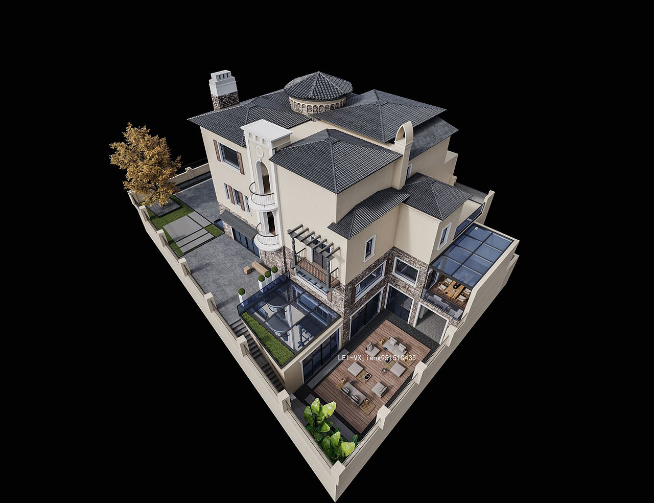 现代别墅鸟瞰（图ZMjIzMDU1NjYw） - 建筑设计 - 站酷设计师喀什葛尔的石头原创素材 - 站酷ZCOOL