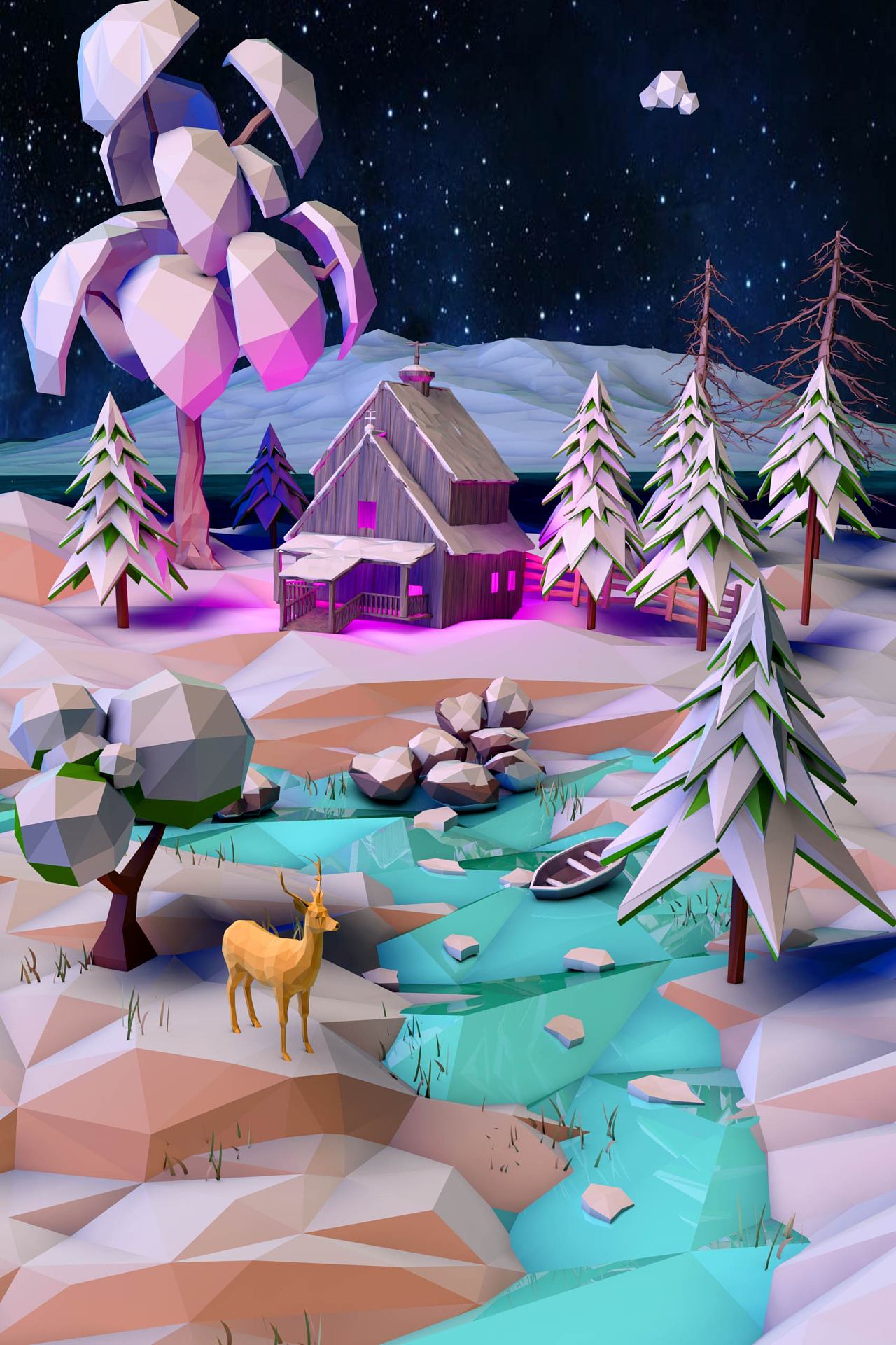 lowpoly 风格插画