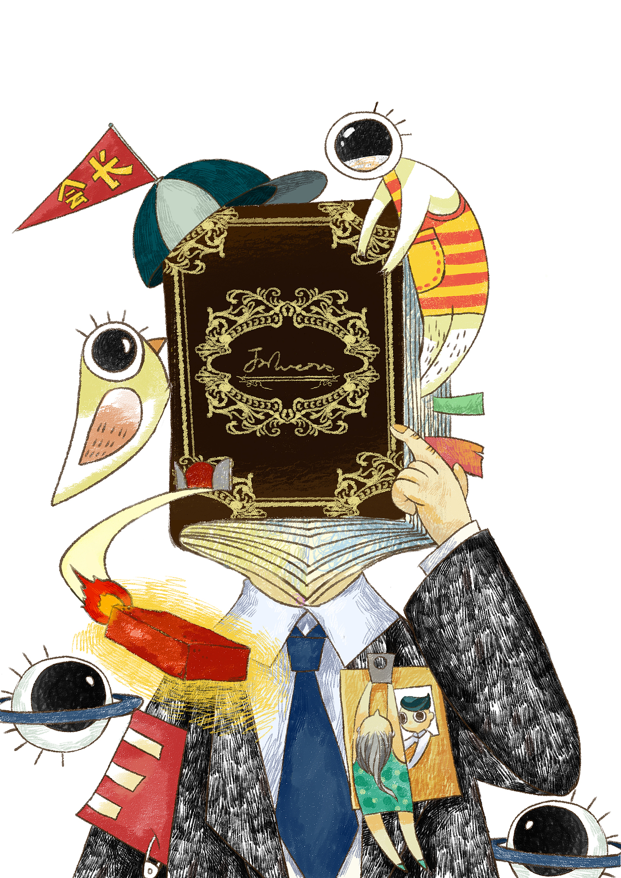 京东-读书众生相-读书节H5原画（图ZMjc1MjM1MDQ=） - 商业插画 - 站酷设计师四十二天原创素材 - 站酷ZCOOL