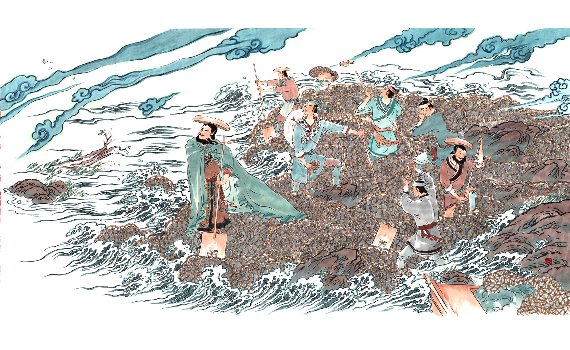 都江堰 x彩墨 | 水利府组画x6|插画|商业插画|朝朝兰 - 原创作品