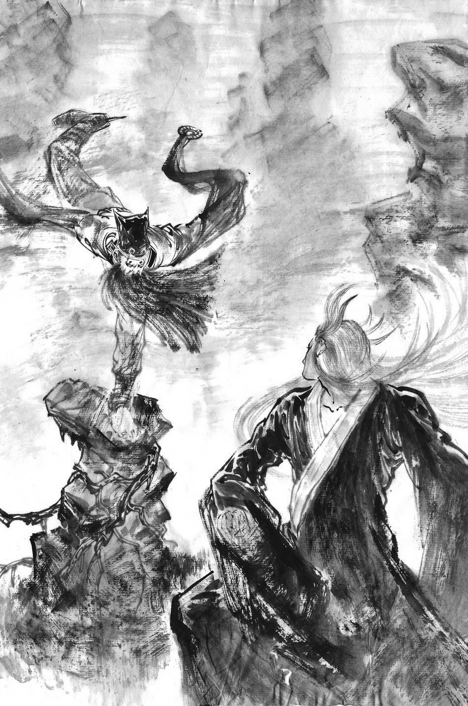 水墨武侠漫画《断红》插画作品