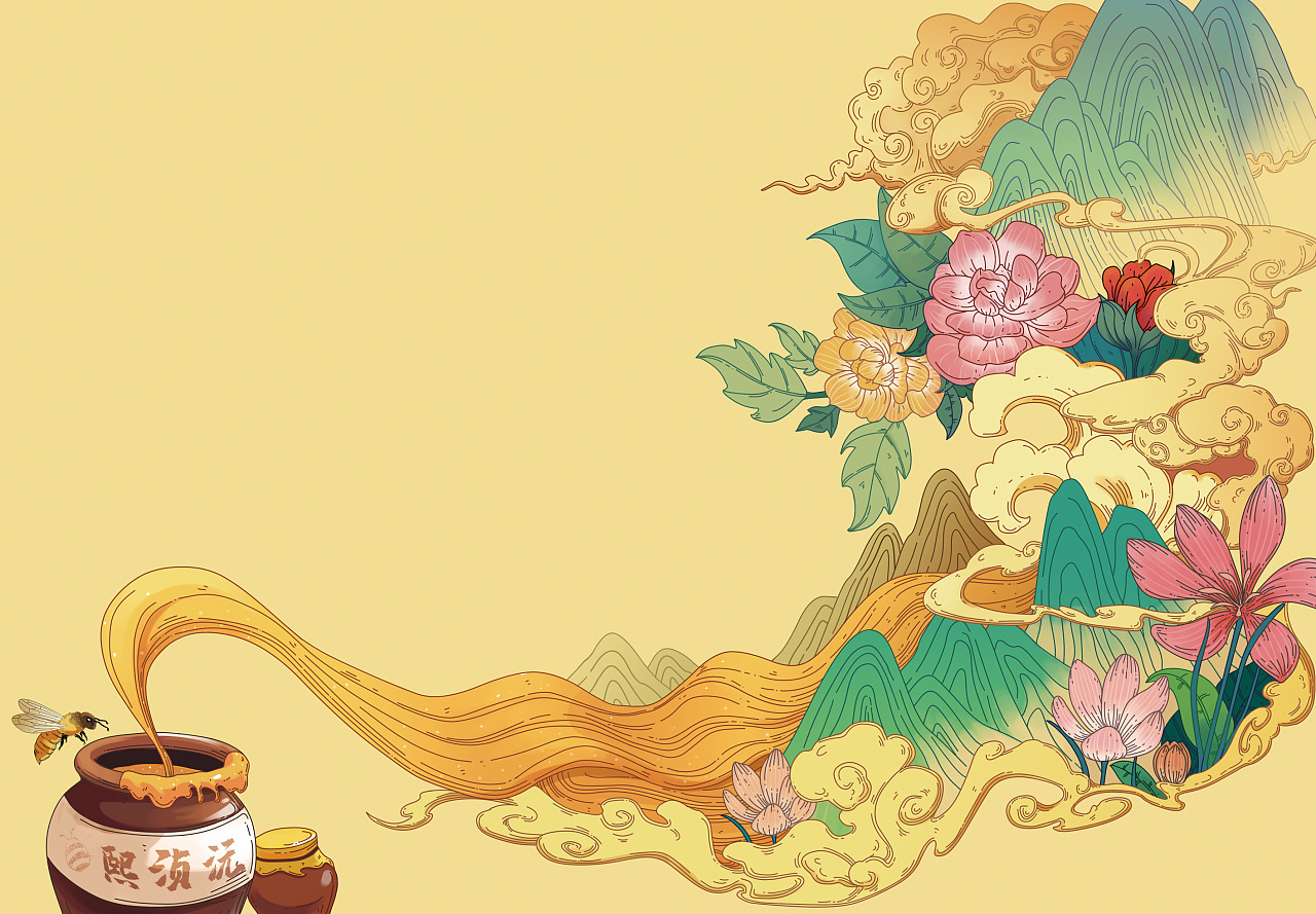 蜂蜜包装插画