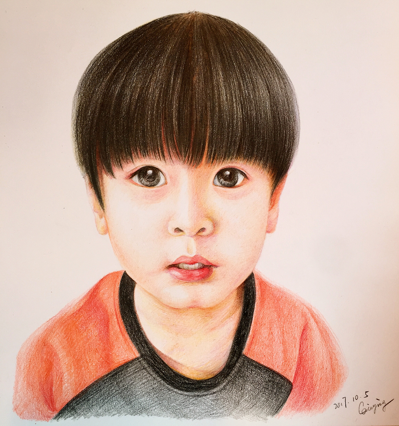 小男孩彩铅肖像