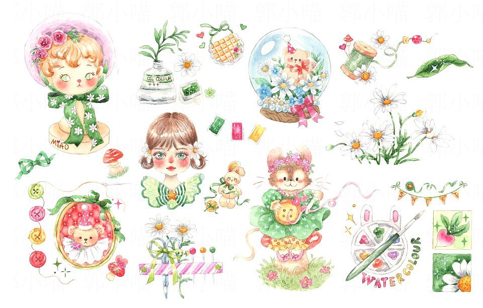 手绘水彩稿子（图ZMjY1MDM5Nzk2） - 创作习作 - 站酷设计师郭小喵miao原创素材 - 站酷ZCOOL