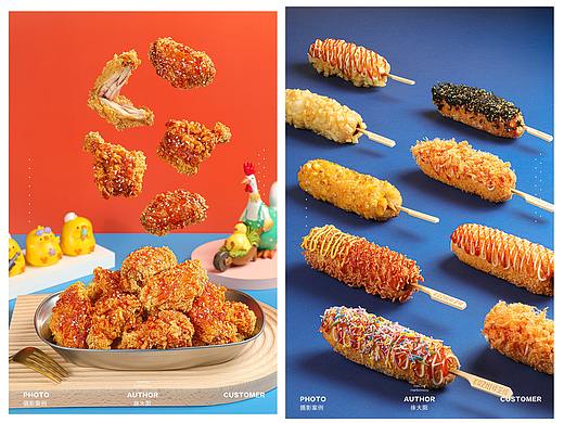 美味可爱的韩式小吃炸鸡饮料