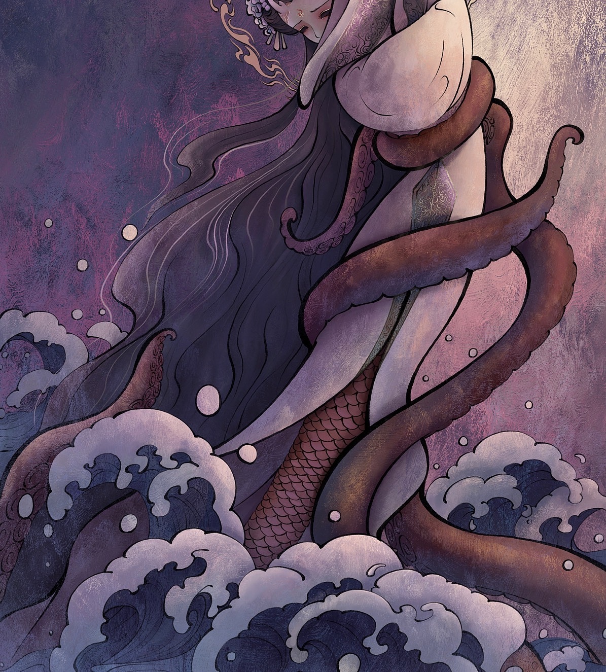 插画系列《鬼神·水系》4⃣️（图ZMzMxMTc3MjY0） - 艺术插画 - 站酷设计师是飞鱼本鱼呀原创素材 - 站酷ZCOOL