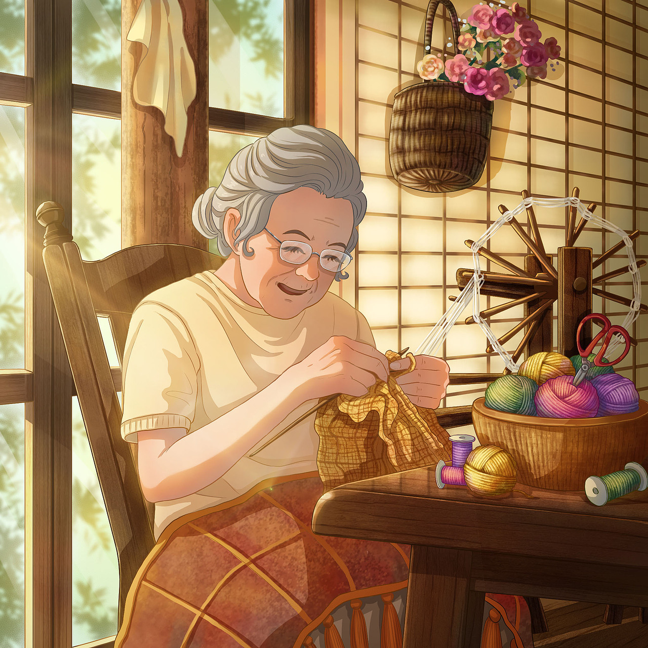 日式温暖插画-《小春日和》（图ZMjgwNTYzODE2） - 商业插画 - 站酷设计师焰十月原创素材 - 站酷ZCOOL
