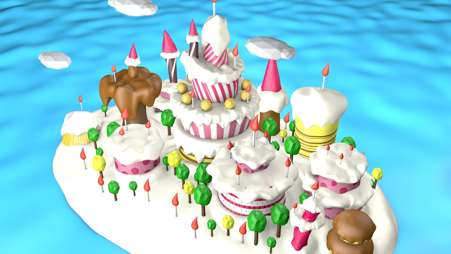 c4d海贼王蛋糕岛