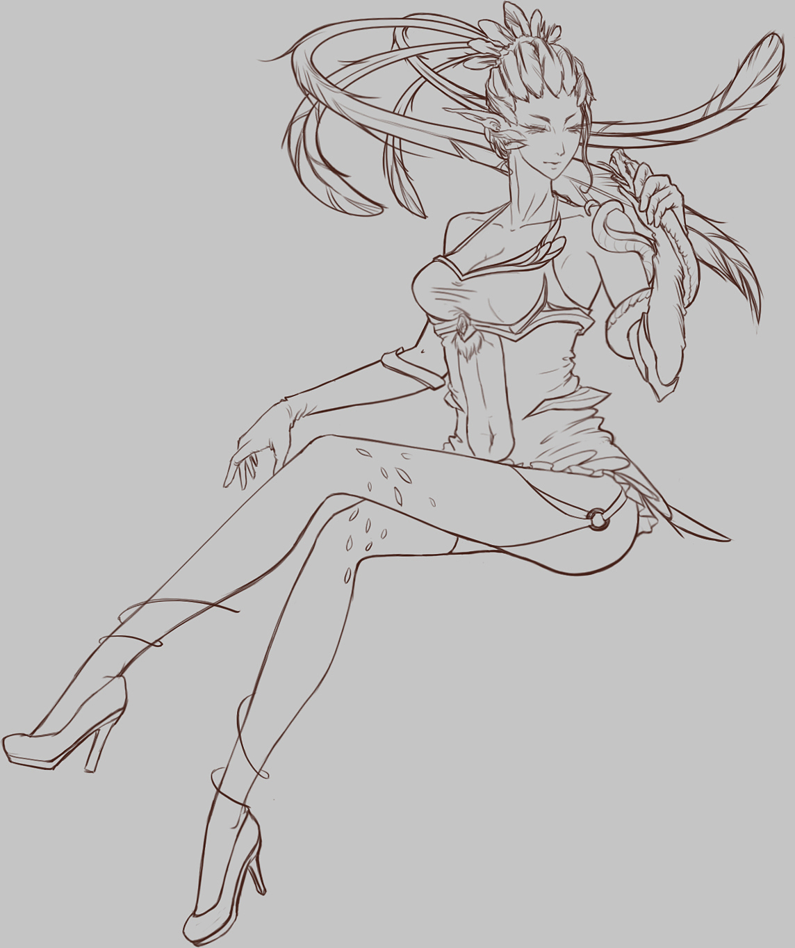 ps板绘黑历史重绘向蛇鹫拟人