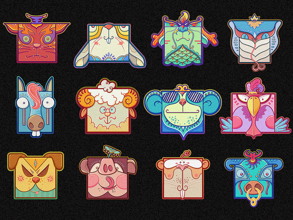 十二生肖（图ZNjI1MDQyNTY=） - 创作习作 - 站酷设计师脏糟原创素材 - 站酷ZCOOL