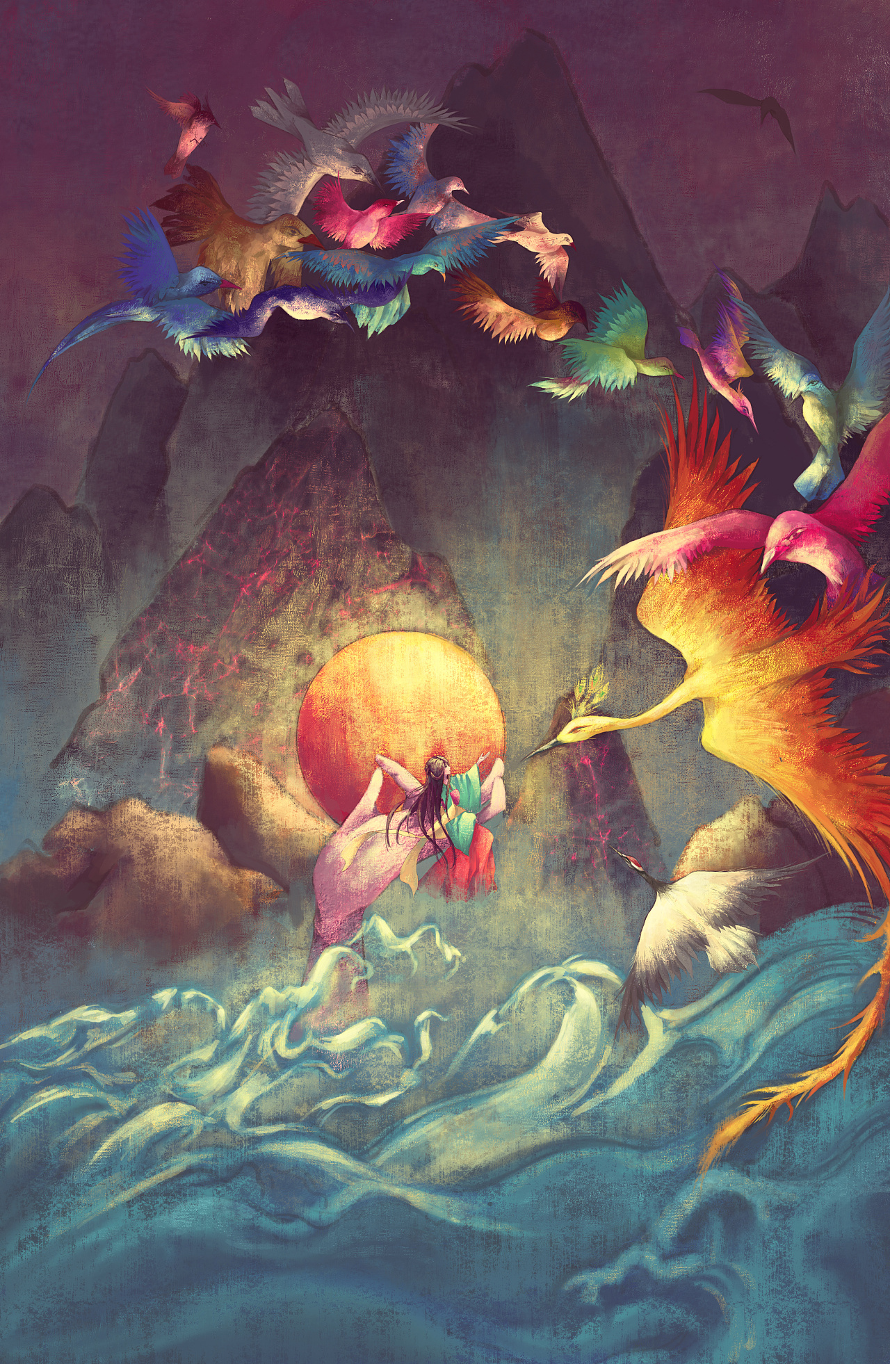 百鸟朝凤|插画|创作习作|泗巻花 - 原创作品 - 站酷 (zcool)